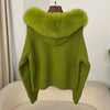 Knitwear Cardigan Women Spring Knitted Jacket Female Autumn Hooded Real Fox Fur Coat Natural Short Fur Coat Casual
