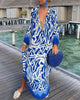Autumn Women's Print Casual Dress V-neck Long Sleeve Loose Holiday Party Long Dresses For Women Robe Femme