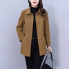 High End Women's Solid Woolen Coat Autumn Winter Middle Aged Mother Wool Trench Outwear Large Size Mother Warm Blend Jacket 4XL