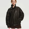 Vintage Zippers Short Leather Jackets Women's Casual Lapel Button Pockets Full Sleeve Coat Autumn Lady Chic Streetwear