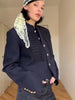 Retro Denim Military Short Jackets Women Chic Solid Stand Collar Single Breasted Slim Coat Lady Daily Street Outerwear