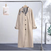 Double-side Long Trench Coats Women's Loose Full Sleeves Single-breasted Pockets Lapel Coats Ladies Spring Outwear