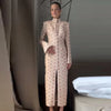 Floral Print High Neck Midi Dress For Women Chic Long Sleeve Button Front Sheath Dresses Office Party Commuting Clothes