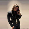 Frog Button Napoleon Short Jacket For Women Spring Stand Collar Cropped Coats Long Sleeve Street Outerwear