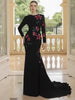 High Street Designer Party Vestido Women's Flowers Diamonds Beaded Slit Sleeve Long Maxi Dress