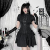 American Gothic Dark Y2K Vintage Dress Women Aesthetic Streetwear Harajuku Grunge Lace Patchwork High Waist Bow Party Dress