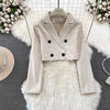 Y2k Grunge Long Sleeve Blazer Women + Slim Waist Mid-length A-line Strap Dresses Autumn Two Piece Sets