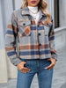 European and American Winter Product Lapel Flap Pocket Pants Casual Short Women's Plaid Jacket