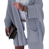 Knitted Long Cardigan for Women Autumn Casual Loose V-Neck Sweater Coats Ladies Elegant Solid Jumper with Pocket Suit Jackets