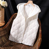 White Down Cotton Vest Jacket Women Hooded Sleeveless Padded Vest Outer Wear Autumn Winter Vests Female Waistcoat Coat
