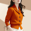 Spring Autumn Women Sweaters Elegant Solid Color Lapel Long Sleeved Knitted Cardigan Jacket Korean Female Knitwear Tops