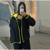 Casual Women's Knit Contrast Fleece Coats Stand Collar Zipper Pockets Full Sleeve Jackets Spring Lady Warm Outwear