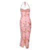 Women's Elegant Sweetheart Dress Summer Hundred Rustic Style Sexy Mesh Tie Waist Lace Halter Skirt