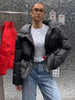 Elegant Cotton Warm Women's Jacket Autumn Winter Loose Full Sleeve Zipper Stand Collar Thicken Coats Waist Outwear Lady