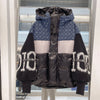 Women's Patchwork Hooded Down Jacket Knitted Sleeves Letters Thickened White Duck Down Outerwear Jackets for Women