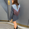 Western Fringe Blazer For Women Lapel Print Back Patchwork Loose Mid‑Length Coat Autumn Casual Street Cowgirl Lady Outerwear