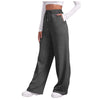 Women's Winter Sweatpants Solid Color Casual Fleece Sweatpants Outdoor Travel Camping Wide Leg Straight Pants