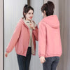 Add Velvet Padded Coat Women Winter Hooded Outerwear Ladies Warm Cotton-Padded Jacket Overcoat Short Female Top