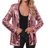 Dressy Sequin Coat Women's Sequin Jacket Shiny Open Front Blazer Jacket Party Sparkly Long Sleeve Cardigan Coat With Pockets 80%