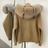 Knitwear Cardigan Women Spring Knitted Jacket Female Autumn Hooded Real Fox Fur Coat Natural Short Fur Coat Casual