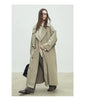 Spring Autumn Oversized Khaki Long Trench Coat for Women Double Breasted Loose Casual European Overcoat