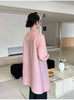 Spring Pleated Single Breasted Cardigan Coat For Women Casual Elastic Loose Mid-Length Coat 2DB5482