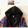 Autumn Winter Women Loose Red Plaid Parkas Hooded Padded Baggy Ladies Outerwear Vintage Buttons Pockets Warm Overcoat Parkas
