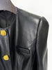 High Street Designer Jacket Women's Slim Fitting Snail Button Artificial Leather Blazer