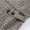 Turtleneck Short Checkered Coat Women Double Breasted Long Sleeve Outerwear Autumn Lady Daily Casual Jacket