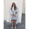 Women Casual Long Trench Coat with Lapel Collar Single-Breasted Batwing Sleeves Windbreaker Streetwear Oversized Outerwear