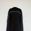 High Neck Cape Sleeve Slim-Fit Maxi Dress Pearl Trim Solid Color Floor Length Modest Abaya Style Formal Occasion Women