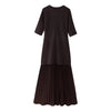 Women Elegant Half Sleeves O-Collar Pleated Dress Spring Woman Rear Zipper Splicing Vintage Casual Knitted Long Dress