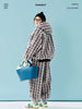 Grey Purple Lamb Wool Pants Women's Winter with Thick Velvet Design and Small Flower Shrink Mouth Pants