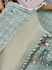 Women Elegant Tweed Jackets Chic O-neck Long Sleeve Tops Autumn Single-breasted Office Cardigan Coat Outerwear