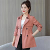 Women's Trench Coats Spring Autumn Jackets Lined Casual Coat Suit Collar Women Korean Women's Jacket Slim Pink