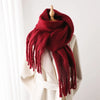 240x38cm Women's Cashmere Winter Scarf - Soft Warm Pashmina Wrap, Thick Long Shawl with Tassels, Elegant Poncho Blanket
