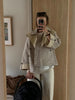Plaid Trench Short Coat Casual Double Breasted Shawl Lapel Loose Street Jacket Lady Fall Chic Daily Commute Outerwear