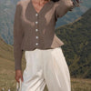and Elegant Sweater Coat Autumn and Winter Design Sense Temperament Slim Short V-neck Women's Knitted Cardigan