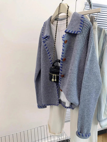 Autumn Winter Women Sweater Cardigans Lazy Style Knitted Cardigans Loose Lapel Casual Tops Coat
