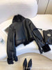 Faux PU Leather Coats Women Fur Collar Coat Thick Warm Short Jackets Spring Streetwear Button Open Stitch Jacket Autumn Winter