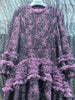 Women's Evening Dress Purple Three-Dimensional Flower Ruffled Long Sleeve Mesh Dresses Autumn Clothing QM782