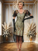 1920s Women Flapper Fringe Dress Sexy V-neck Butterfly Sleeve Sequin Banquet Party Evening Dress Ladies Vintage Gatsby Costumes