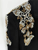 High Street Designer Suit Women Beaded Diamonds Stand Collar Single Button Blazer Wide-leg Pants Set 2PCS