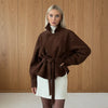 Green Oversized Belt Overcoat Women Elegant Long Sleeve Pleated Lapel Lace Up Windbreaker Autumn Lady Daily Street Outerwears