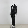 High Street Designer Runway Suit Set Women's Single Button Guipure Lace Blazer Flare Pants Set