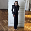 Lace Up Elegant Evening Dress Female Autumn Sexy Deep V Neck Long Sleeve Maxi Dresses Party Slim Commute Long Dress