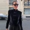 Elegant Women's Jacket Stand Collar Chinese Knot Single Breasted Female Velvet Coat Spring Vintage Chic Lady Coats