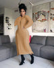 Women Long Sleeve Tassel Bodycon Midi Knit Straight Maxi Dress Autumn Winter O-neck Sweater Vestidos Dresses