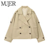 Mujer Short Trench Coat Woman Double Breasted Women's Windbreaker Cropped Demi-season Jacket for Women Outerwears Outdoor Coats