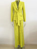 High Street Designer Runway Suit Set Women's Lacing Belt Blazer Pleated Zip Pants Set 2pcs Set
